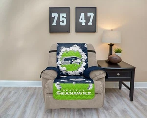 SEATTLE SEAHAWKS MÖBELSCHUTZ EXPLOSIONSBEZUG LIEGE WENDBAR  - Bild 1 von 5