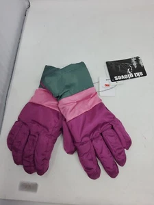 3M Thinsulate Waterproof Insulated Black Pink Size 7-16 Winter Snow Ski Gloves - Picture 1 of 2