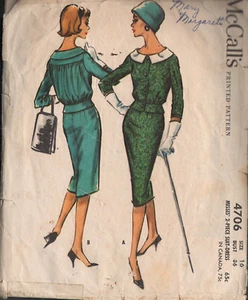 1950s Vintage McCall's Sewing Pattern 4706 Misses 2 Piece Suit Dress Size 16 36B - Picture 1 of 4