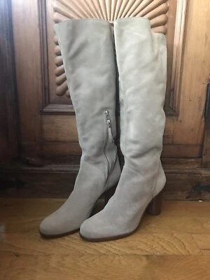 MATT BERNSON *NEW Womens Taupe Suede Tall Boots Heel 10.5 Nordstrom $349 Retail - Image 1 of 4