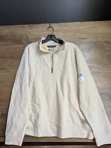 Carhartt 1/4 Zip Sweatshirt Womens XL Light Tan Tencel Relaxed Fit Workwear - Picture 1 of 5