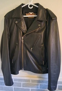 Chaqueta de cuero Harley Davidson bloque de motor en relieve para hombre L - Usada - ¡BONITA! - Imagen 1 de 14