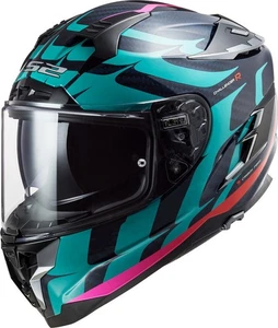 LS2 Challenger C Flames Blue Carbon Red Helmet size X-Small - Picture 1 of 6