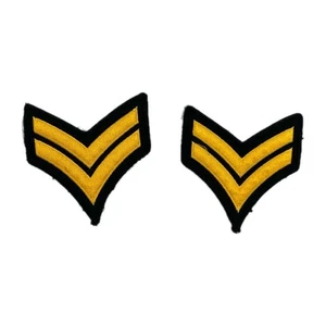 Army Military Police Fire Costume Uniform Patch 2 Stripes Black Gold Iron-on - Picture 1 of 1