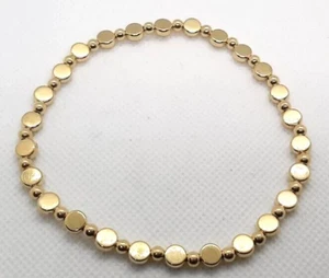 METALLIC GOLD ACRYLIC COIN STRETCHY ANKLET 9.5" SA306 - Picture 1 of 1