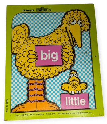 Rompecabezas vintage Playskool Plaza Sésamo Big Bird & Little Bird 13 piezas 1973 Foto 1 de 4