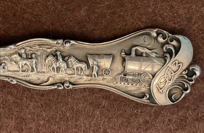 马车蒸汽火车路易斯安那购买世博会机械纯银纪念品勺子20克 — 第 1/4 张图片