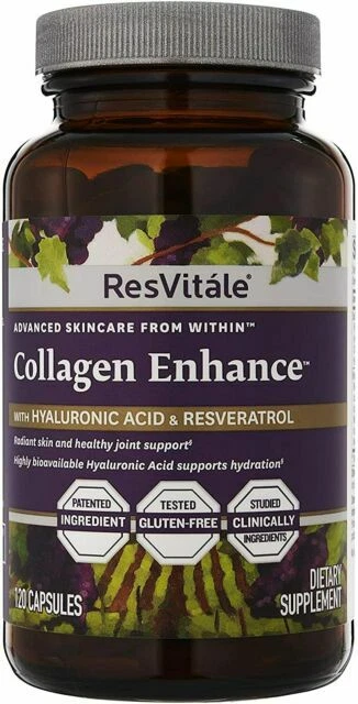 ResVitale Collagen Enhance with Hyaluronic Acid and Resveratrol 100mg - 120 Capsules