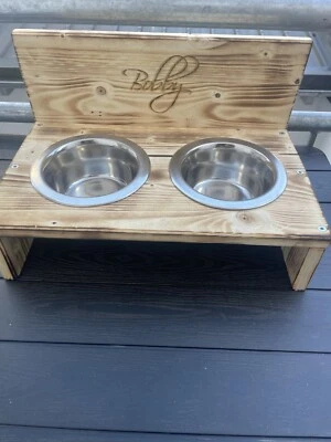 Hunde Futternapf Futterstation Futterbar aus Holz NEU L 35cm x B 20cm x H 7cm - Bild 1 von 4