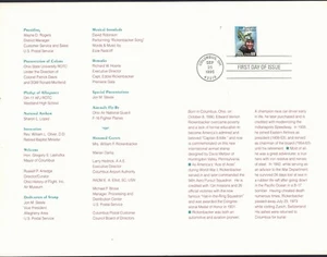 US 1991 EDDIE RICK BACKER FDC CEREMONY PROGRAM 2998 - Picture 1 of 2