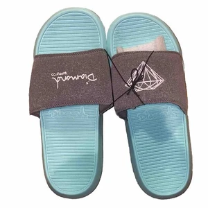 Diamond Supply Fairfax Supply Slide Sandals, Men Size 8 Blue Grey - Picture 1 of 6