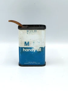 VINTAGE AUSTRALIAN MOBIL HANDY OIL TIN HOME LUBRICANT WITH PLASTIC SPOUT HOME - Picture 1 of 10