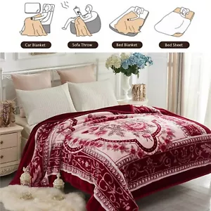 2Ply Fleece Blanket Floral Printed Thick Heavy Bed Blanket Reversible Soft Queen - Picture 1 of 10