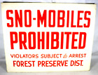 vintage 1970s  snowmobiles prohibited cardboard sign 14"x11"