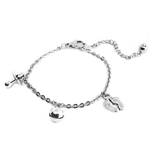 Bracciale Chiama Angeli gravidanza con Ciuccio e Piedini Argento da Donna Mamma - Foto 1 di 11