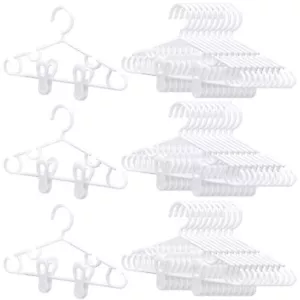 120 Pack White Baby Hangers with Clips Heavy Duty Kids Hangers for Closet Use - Picture 1 of 6