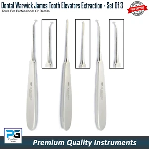 Set Of 3 Dental Warwick James Elevators Tooth Loosening Oral Surgical Tools CE - Bild 1 von 4