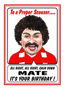 SCOUSERS FUNNY CALM DOWN IT'S YOUR BIRTHDAY CARD 8"x 6" FREE POST - Picture 1 of 2