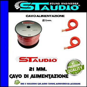 Cavo al metro Alimentazione 21 mm. filo da 21mm Rosso hi-fi car Audio SPL +CCA - Foto 1 di 2