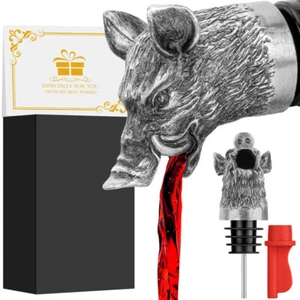 2-In-1 Wild Boar Head Wine Aerator Bottle Pourer and Stopper for Liquor Bottle - Picture 1 of 16