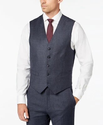 Tommy Hilfiger Men's Modern-Fit TH Flex Stretch Light Blue Plaid Suit Vest, XL - Image 1 of 2