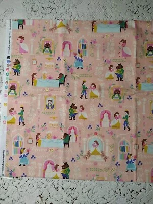 Tela de algodón principal rosa de La Bella y la Bestia BTHY 18x44 Riley Blake Jill Howarth Foto 1 de 4