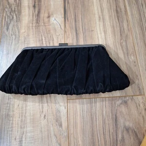 Black Pleated Velvet Clutch Purse formal evening - Picture 1 of 6