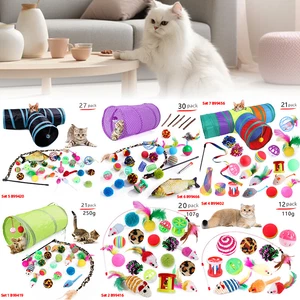 Katzenspielzeug Set 20 Teile, Katze Spielzeug Feder Angel Bälle Mäuse Rasseln