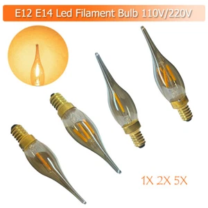 1x 2x 5x Led Filament Bulb E14 360degree Beam Angle Cob Candle Light Bulbs 1w 2w - Picture 1 of 13