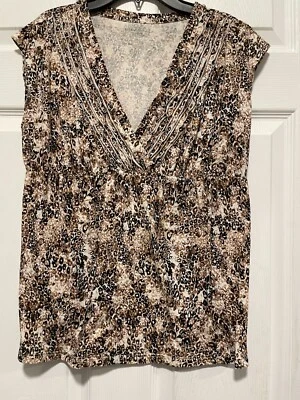 BOBBIE BROOKS Top Camisa Blusa L 10 Busto 40 Largo 24 Multicolor Estampado Animal Foto 1 de 3