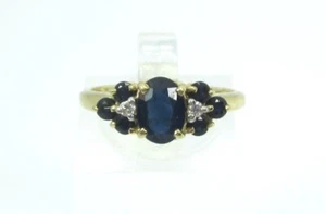 BEAUTIFUL 14K YELLOW GOLD GENUINE OVAL SAPPHIRE & DIAMOND RING .03CT. TDW 2.4G - Picture 1 of 14