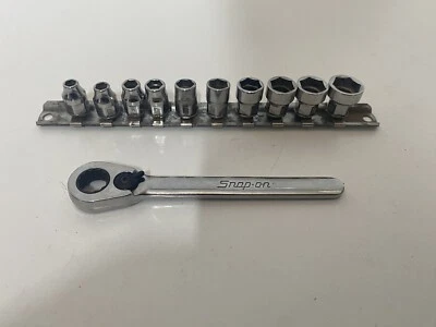 Snap On Tools 1/4” Low Profile Socket Set Metric 5-13mm With Ratchet - Image 1 of 4