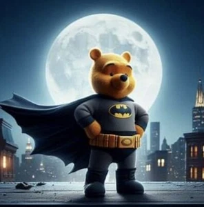 WINNIE THE POOH BATMAN (30) CROSS STITCH PATTERN - Picture 1 of 2