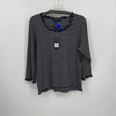 Top tejido Josephine Chaus negro/blanco para mujer talla XL NUEVO CON ETIQUETAS Foto 1 de 4