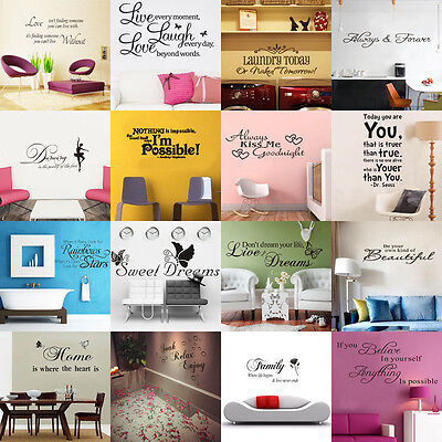 HOT SALE! DIY Removable Art Vinyl Quote Wall Sticker Decal Mural Home Room Decor • 7.99$