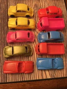 Lot Of 10 Vintage Processed Plastic Co Toy Cars 4” Nice Clean 1960s - Picture 1 of 4