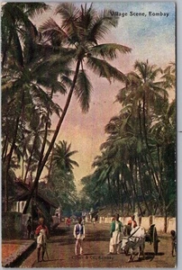 Postal vintage de 1900 BOMBAY Mumbai INDIA "ESCENA DEL PUEBLO" / Clifton & Co. Pub. - Imagen 1 de 2