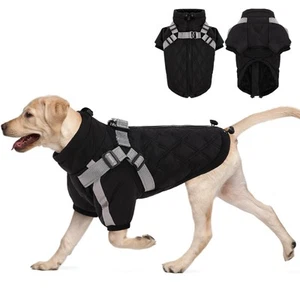 Warmer Hundemantel mit Geschirr Winddichte Rautenförmige Hundejacke für Kalte... - Bild 1 von 7