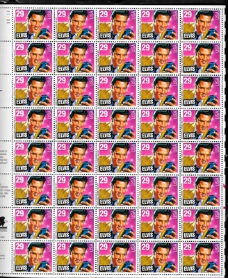 ELVIS PRESLEY US #2721 KING OF ROCK N ROLL AMERICAN MUSIC LEGEND 40 STAMPS SHEET - Image 1 of 3