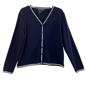 Cárdigan Suéter Nina Leonard Para Mujer Grande Azul Marino Preppy Clásico Náutico - Imagen 1 de 9