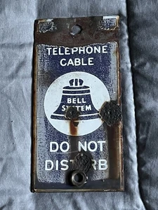 Vintage Bell Telephone System Porcelain Sign - Warning Underground Cable - Picture 1 of 10