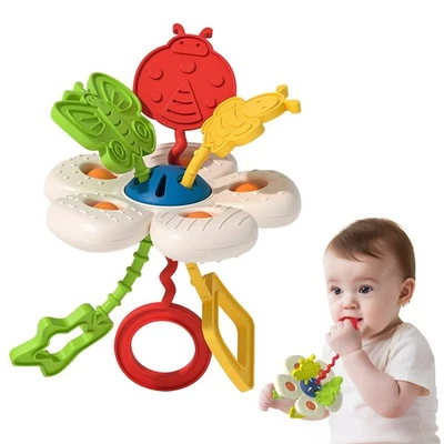 Juguete Montessori Sensorial para Bebé para 6-12-18 Meses, Silicona Suave Popper Pull Str... Foto 1 de 4