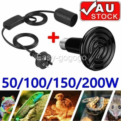 E27 Infrared Ceramic Heat Lamp Bulb + Holder For Reptile Pet Chicken Brooder Kit - image 1 of 4