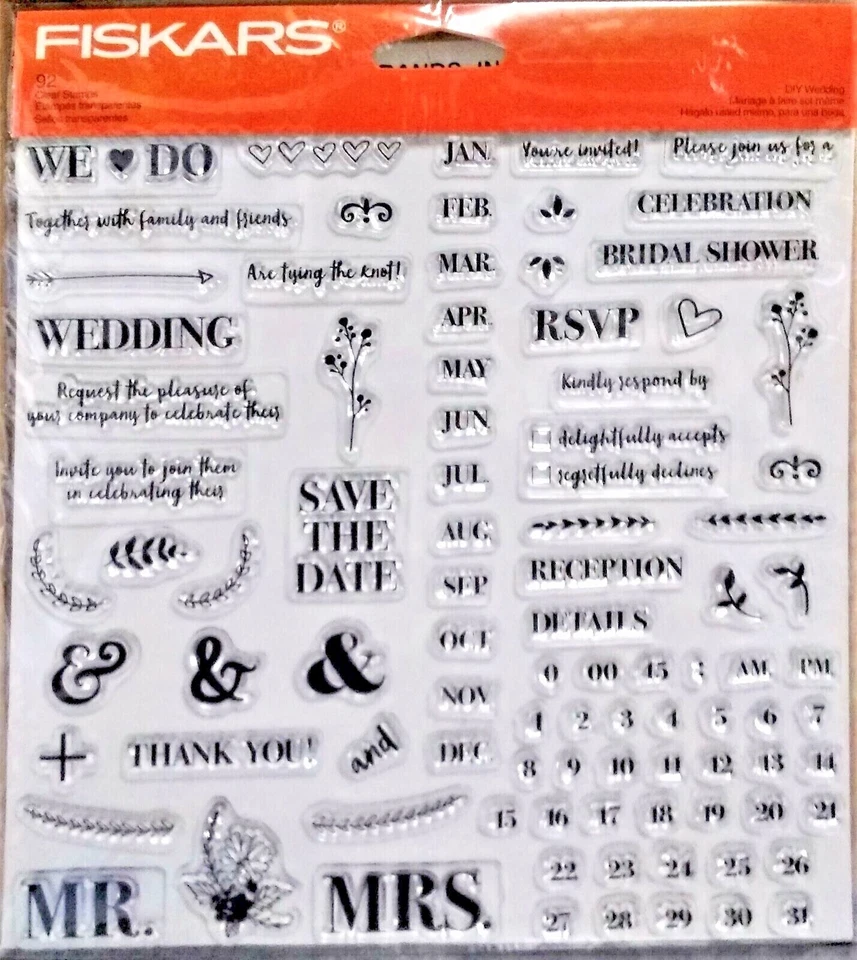 Hágalo usted mismo calendario de invitación de boda Fiskars acrílico transparente conjunto de estampillas ¡NUEVO! Foto 1 de 1