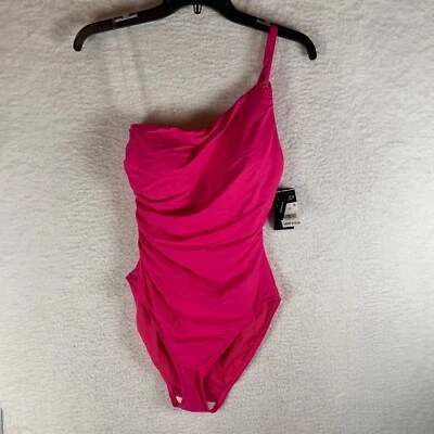 Ralph Lauren Beach Club One Shoulder Strap One-Piece Pink Swimsuit Sz 8 NWT 9375 - Image 1 of 4