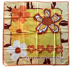 Beeline Italy Scarf Mod Flowers Orange 1970S Multiples - Picture 1 of 5