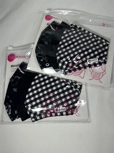 Miamica 3er Pack Gesichtsmasken - einfarbig schwarz, Gingham & Bandana Druck - insgesamt 6 Masken - Bild 1 von 4