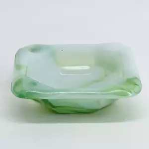 VINTAGE ART DECO ANNI '30 AKRO AGATA VETRO MARMORIZZATO VERDE MINI POSACENERE-TABACCO-FUMARE - Foto 1 di 9