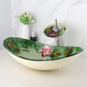 Grifo mezclador de drenaje de lavabo ovalado de baño grifo tazón lavabo tocador combo grifo - Imagen 1 de 10