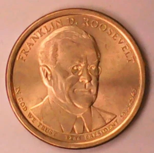 2014P Presidential Dollar Coin F. D. Roosevelt - Picture 1 of 5